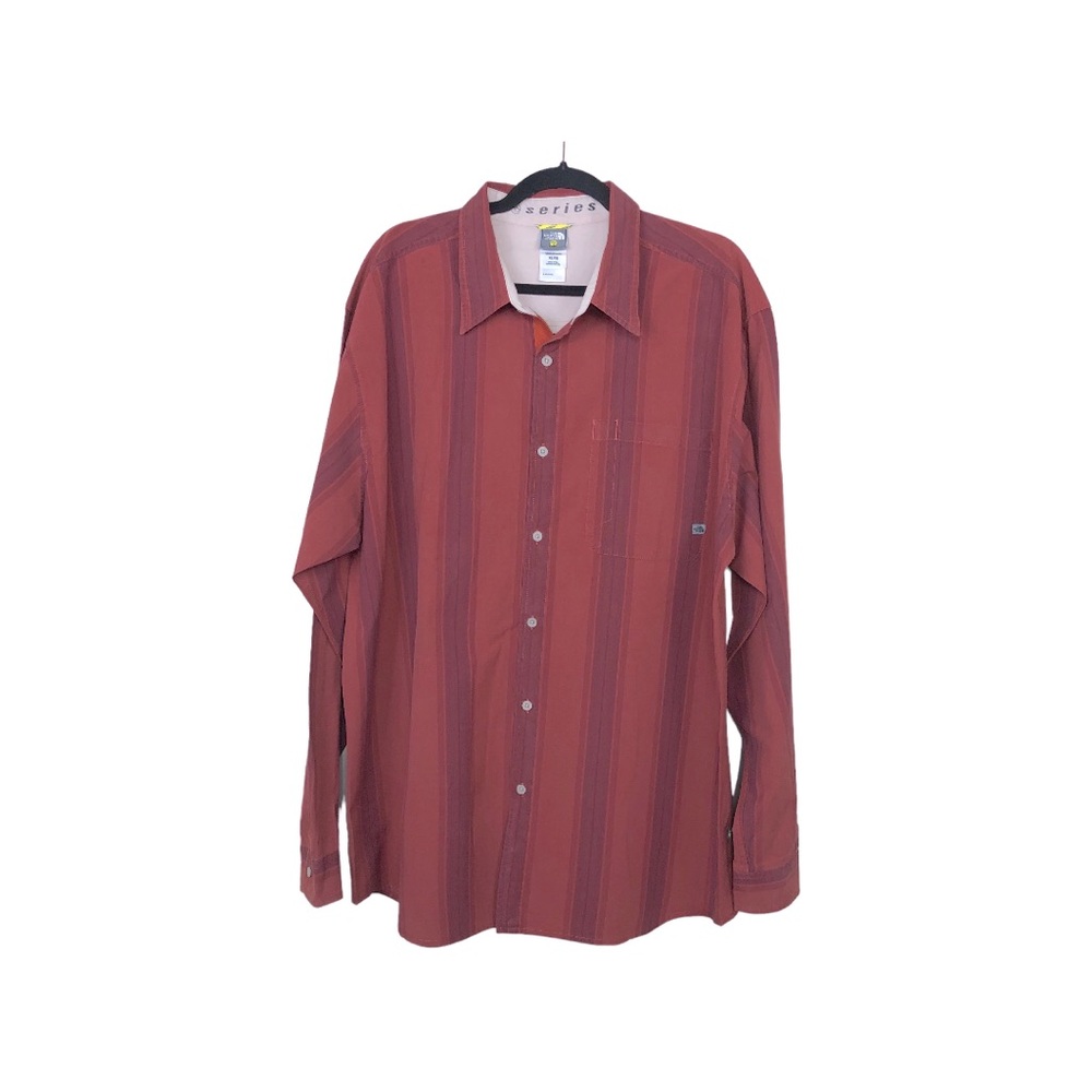 The North Face A5 Series 100% Cotton Men Red Purple Striped Button Up Shirt XL